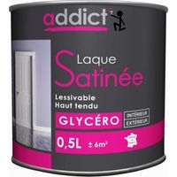 Peinture laque satinée 2,5 L – Blanc – Finition décorative pour boiseries et supports métalliques – Lavable et résistante – Addict