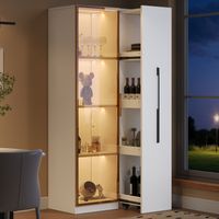 70×40×160cm große Vitrine mit Glastüren,seitlichen Schubladen und integrierter LED-Beleuchtung.Ein elegantes, vielseitiges Ausstellungs-und Aufbewahrungsmöbel–Weinschrank, Bücherregal, Esszimmerschran