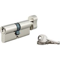 Thirard – Cylindre de serrure à bouton 40 x 40 mm – Mécanisme à 5 goupilles – Panneton anti-arrachement – 3 clés en acier nickelé
