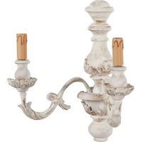 Shabby wall lamp in wood and iron finish white antiqued Made In Italy