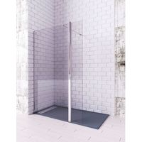 Mampara de ducha de 1 hoja fija + 1 abatible - Cristal 6 mm con ANTICAL INCLUIDO - Modelo TELLA Medida (100+25 cm) - TRANSPARENTE