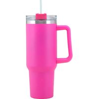 Mug isotherme portable en acier inoxydable avec paille (1 pièce)