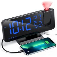 Reveil Projecteur avec Radio, Horloge Numérique, Réveil avec Port de USB, 3 Niveaux de Luminosité Réglables, Snooze et 15 Niveaux de Volume, 12/24h, pour Chambre, Maison, Bureau-RAPANDA