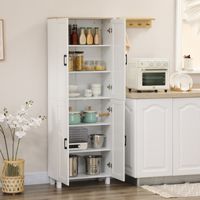 Meuble de cuisine multifonctionnel avec 4 portes et étagères réglables 60 x 30 x 171 cm Blanc