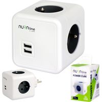 Splitter con 4 prese + 2 USB 2.1A/5V aura line cube 16A 230V