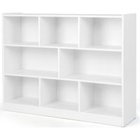 Librería infantil con 8 compartimentos 122 x 32 x 93 cm con práctico espacio de almacenaje estilo moderno madera MDF blanca 200010671