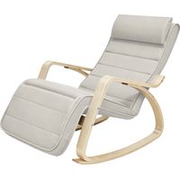 Songmics – Fauteuil à bascule en bois de bouleau – Repose-pieds réglable 5 positions – Coussin en mousse haute élasticité – Capacité 150 kg – Dimensions 121,5 x 65 x 84 cm