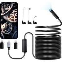 VEVOR Endoskopkamera mit 15 m langem Kabel, 1920P HD-Inspektionskamera für Android & iOS, industrielle Kanal-Kamera mit Licht – 8 LEDs, 2-facher Zoom, IP67-Schlangenkamera für Auto, Sanitär