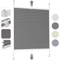 Sekey Plissee ohne Bohren Klemmfix, Faltrollo Jalousie Plissee Rollo, Verspannt Blickdicht Sichtschutz und Sonnenschutz Easyfix Fensterollo für Fenster & Tür, Dunkelgrau 105x120cm