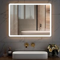 HOROW Espejo de baño LED, antivaho, regulable, función de memoria, con botón táctil inteligente - 50x70 cm - 60x80 cm - 70x90 cm