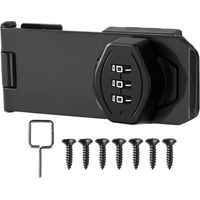 90 Degree Door Latch with Code Lock, Cabinet Door Lock, Combination Lock, Password Lock for Windows, Garages, Gardens, Bathrooms, Black 3-inch