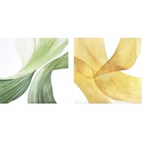 Décoration murale artistique vert et jaune finition brillante - vert feuille et jaune doré