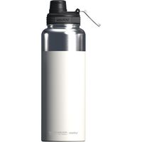 Asobu Botella de agua Mighty de 40 oz libre de BPA hecha de acero inoxidable con mango de fácil agarre y boquilla de fácil acceso se mantiene caliente/frío durante 12/24 horas (blanco)