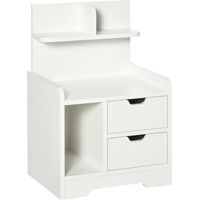 White Bedside Table with 2 Drawers and Storage Shelves,Small Accent Cabinet for Bedroom and Living Room,Stylish Nightstand Organization