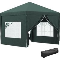 Tonnelle pliante avec 4 parois amovibles, 3 x 3 m, tonnelle de jardin avec sac de transport, imperméable, résistante aux UV, verte