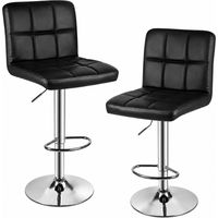 Xhomrattan – 360° drehbarer Barhocker 2er-Set PU-Leder Höhenverstellbar 85–115 cm Schwarz