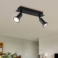Faretto da soffitto plafoniera faretti da soffitto neri Lampada da soggiorno a 2 fiamme con faretti orientabili, metallo, 2 attacchi GU10, LxPxH 25x6x9 cm