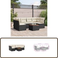 Salon de jardin 7 pcs avec coussins noir résine tressée - Salon De Jardin - Meuble De Jardin - Mobilier De Jardin - Set Salon De Jardin - Résine Tressée