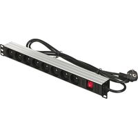 19-Zoll-Rack-Stromverteilerleiste (PDU), 8 x CEE 7/5-Steckdosen, CEE 7/7-Stecker mit Schalter