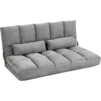 Divano Moderno 2 in 1 Schienale Reclinabile 7 Livelli Cuscini, 130x73x60 cm, Grigio Chiaro
