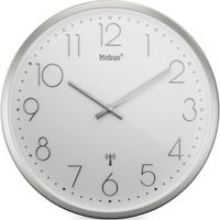 Mebus 19776 Funk Wanduhr 25 cm x 40 mm Silber Leisegang-Uhrwerk