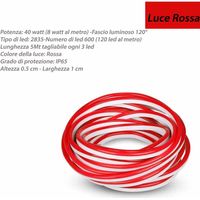 Strip led neon flex striscia curvabile modellabile 600 led decorativa 5 metri luce rossa ip65 waterproof