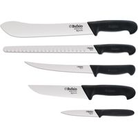 Set Coltelli 5 Pezzi Multiuso Bufalo Kit Pro Manico Nero
