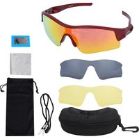 Ortviai Lunettes de vélo extérieur anti-UV avec lentilles jaunes et noires – cadre en PC, taille 13,5 x 4 cm, couleur rouge,防护眼镜