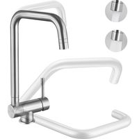 Grifo de cocina abatible - Grifo mezclador de fregadero plegable para debajo de la ventana con 2 modos de rociado ajustables
