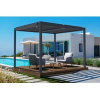 Pergola bioclimatique autoportée PIANA 3x2,5m aluminium gris - lames orientables