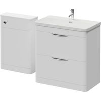 Oslo Gloss White 1350mm Vanity Unit Toilet Suite with Fina Basin - 1350mm - Oslo Standard HandleWithout Jubilee Toilet Pan