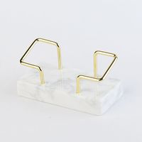 Tarjetero y expositor de tarjetas de visita de mármol y metal de primera calidad para oficina y escritorio.