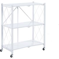 Scaffale Metallico Pieghevole Catter House Kim 84 71,5x36x84 cm con Ruote e 3 Ripiani Supporta fino a 120 kg
