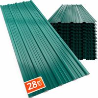 GARDEBRUK® 28x Galvanised Metal Roofing Sheets Box Profile 110x46cm Coated 7m² Cladding Walling Sheeting Trapezoidal Corrugated Roof Garage Shed Carport Greenhouse Panels 28 Stück - grün (de)