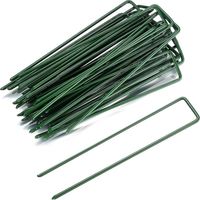 30 piquetas de jardín en forma de U, piquetas de fijación para césped artificial, piquetas metálicas verdes para desherbar, tela, alfombra, césped artificial, red, 150 mm