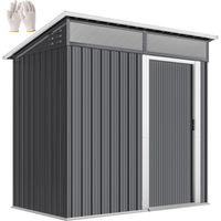 Cabane de jardin Metálica en porte Corredera fenêtres et Almacenaje Extérieur 195x122x159/182 cm gris