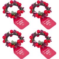 4 Red Berry Napkin Rings Christmas Festive Table Decoration Serviette Buckle