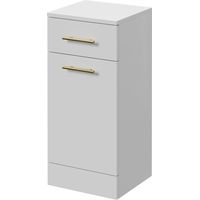 Alexander James Gloss White 350mm x 330mm Laundry Basket - 350mm - Brushed Brass 96mm Knurled Bar Handle