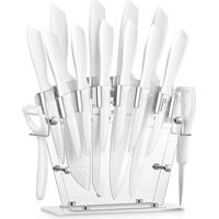 16 PCS Couteau de Cuisines Acier inoxydable Revêtement Blanc