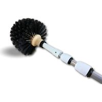 Kibros – Brosse de nettoyage tête de loup professionnelle – Manche télescopique aluminium 5,5 m – Poils vinyle fleuré pour surfaces délicates