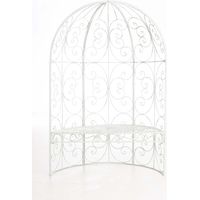 CLP – Halbpavillon Rosie avec banc intérieur – Kiosque de jardin en métal – Hauteur 178 cm – Largeur 120 cm – Surface assise 115 x 57 cm