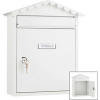 Boîte aux lettres extérieure Boîte aux lettres en acier blanc avec clés Boîte aux lettres murale pour collectivités avec ser