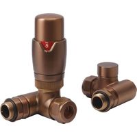 Heatwave Dual Fuel Brushed Bronze Thermostatic Corner Radiator Valve Set