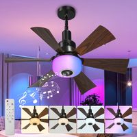 Ventilateur de Plafond avec Lumière LED Haut-Parleur Bluetooth E27 RGB Multicolore