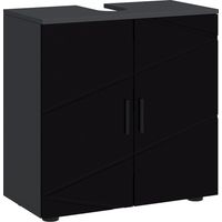 Mobile Sottolavabo Bagno con Armadietto 2 Ante, 60x30x60cm, Nero