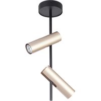Spot plafond/mural rond double noir-or GU10 Leda Sigma