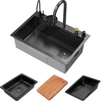 ML-Design Lavello in Acciaio inox 68x46 cm Antracite Lavabo Multifunzionale da Cucina Rettangolare Lavandino da Incasso 1 Vasca Sottopiano con Rubinetto Estraibile e Altri Accessori