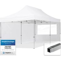 Gazebo Pieghevole Giardino 3x6m - 2 laterali Alluminio Telo idrorepellente Padiglione Mercati Sagre bianco