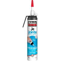 Rubson Je Jointe Mastic Blanc 200 ml, mastic étanche anti-moisissure en aérosol prêt à l'emploi, mastic silicone durable pour joints sanitaires spécial Bain & Cuisine