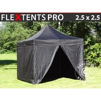 Gazebo pieghevole FleXtents PRO 2,5x2,5m Nero, incl. 4 fianchi
